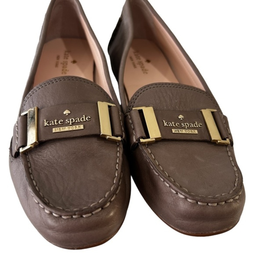 Kate Spade Cheshire Leather Loafer Mini Tumble Kappa Gold Women’s 7.5 Taupe